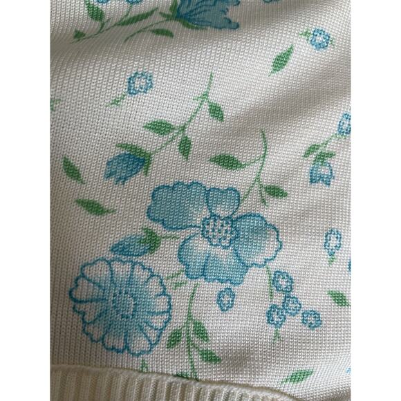 Givenchy Sport Vintage 70s Women’s Spring Cream Sweater Sz L Aqua Flower - Picture 6 of 11